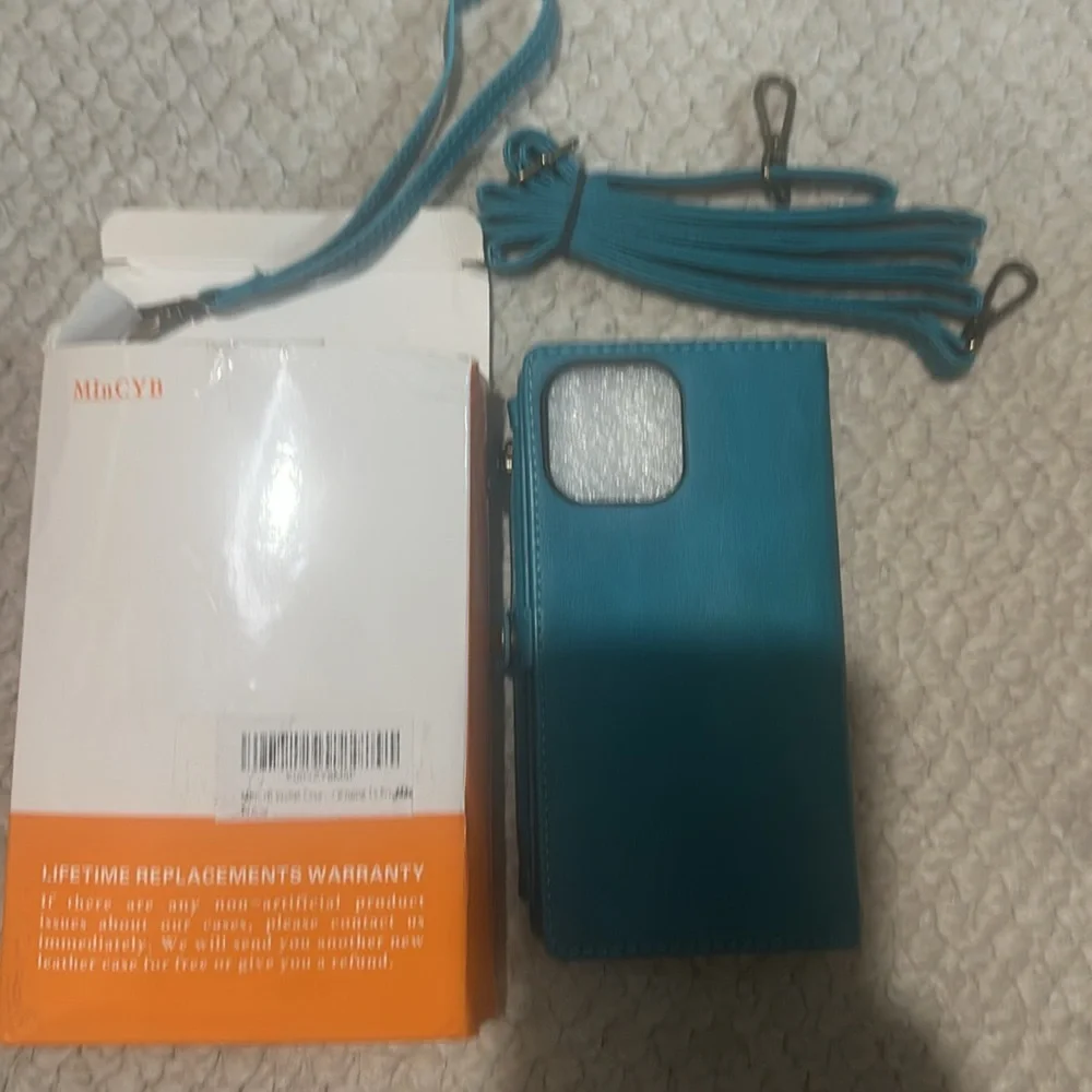 Teal Wallet Phone Case with Wrist Strap - Compatible Cell Phone Case